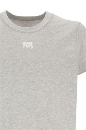 Light heather grey cotton logo-print cotton T-shirt Alexander Wang | 4CC3221358050